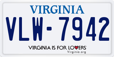 VA license plate VLW7942