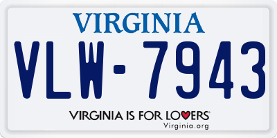 VA license plate VLW7943