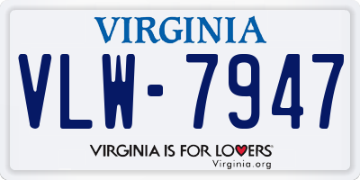 VA license plate VLW7947