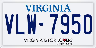 VA license plate VLW7950