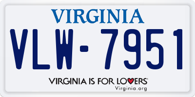 VA license plate VLW7951