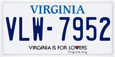 VA license plate VLW7952