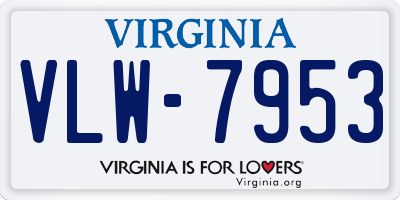 VA license plate VLW7953