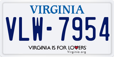 VA license plate VLW7954