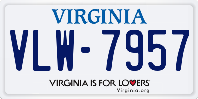 VA license plate VLW7957