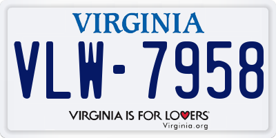 VA license plate VLW7958