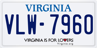 VA license plate VLW7960