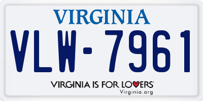 VA license plate VLW7961