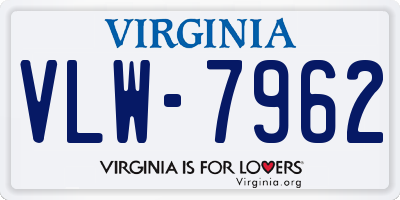 VA license plate VLW7962