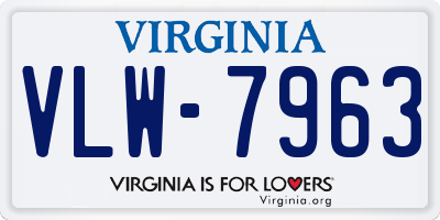 VA license plate VLW7963