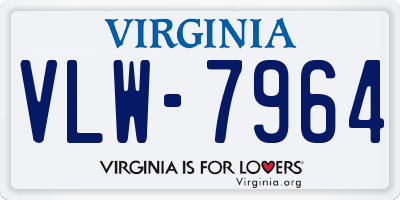 VA license plate VLW7964