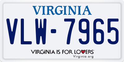 VA license plate VLW7965