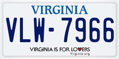 VA license plate VLW7966