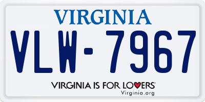 VA license plate VLW7967