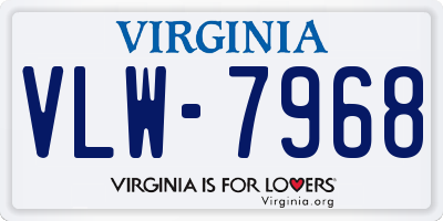 VA license plate VLW7968