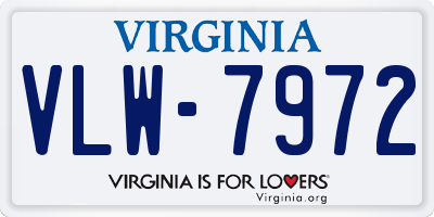 VA license plate VLW7972