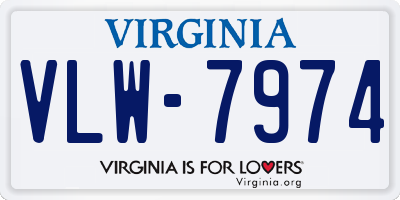 VA license plate VLW7974