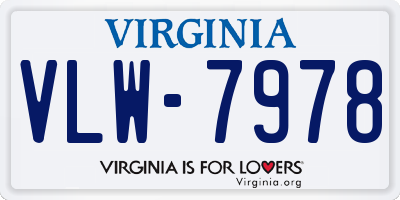 VA license plate VLW7978