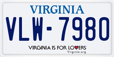 VA license plate VLW7980