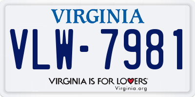 VA license plate VLW7981