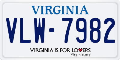 VA license plate VLW7982