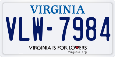 VA license plate VLW7984