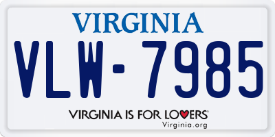 VA license plate VLW7985