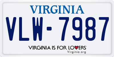 VA license plate VLW7987