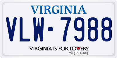 VA license plate VLW7988