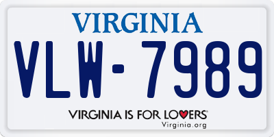 VA license plate VLW7989