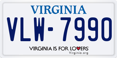 VA license plate VLW7990