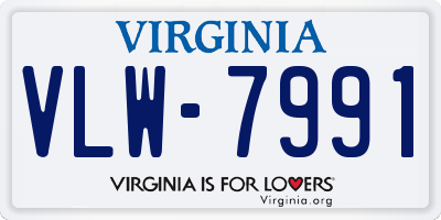 VA license plate VLW7991