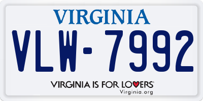 VA license plate VLW7992