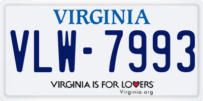 VA license plate VLW7993