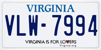 VA license plate VLW7994