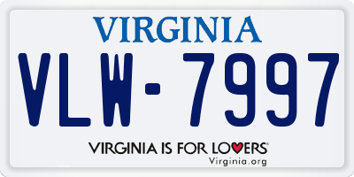 VA license plate VLW7997