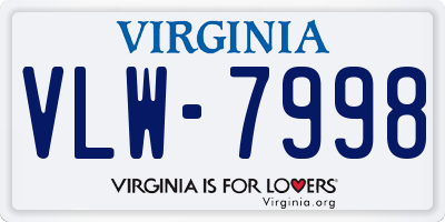 VA license plate VLW7998