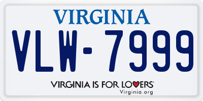 VA license plate VLW7999