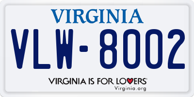 VA license plate VLW8002