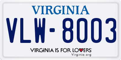 VA license plate VLW8003