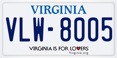 VA license plate VLW8005