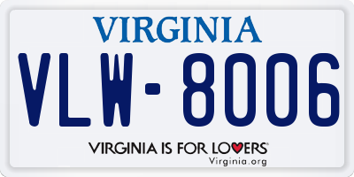 VA license plate VLW8006