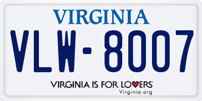 VA license plate VLW8007