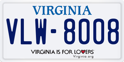 VA license plate VLW8008