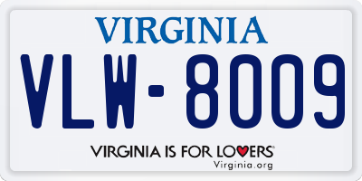 VA license plate VLW8009