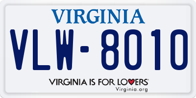 VA license plate VLW8010