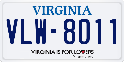 VA license plate VLW8011