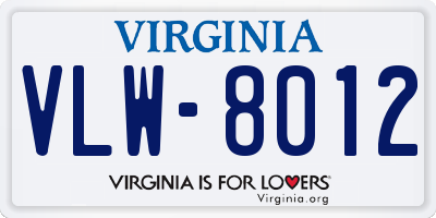 VA license plate VLW8012