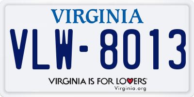 VA license plate VLW8013