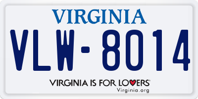 VA license plate VLW8014